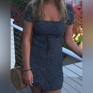 Brandy Melville Victoria Floral Mini Dress in Navy Blue